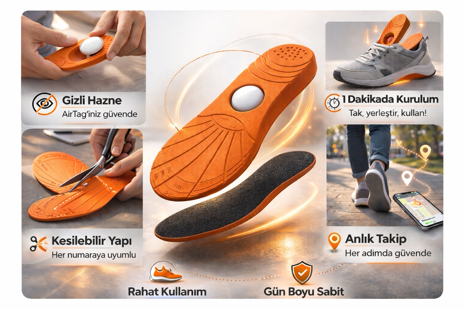 AirTag Uyumlu Kesilebilir Takip Tabanlığı